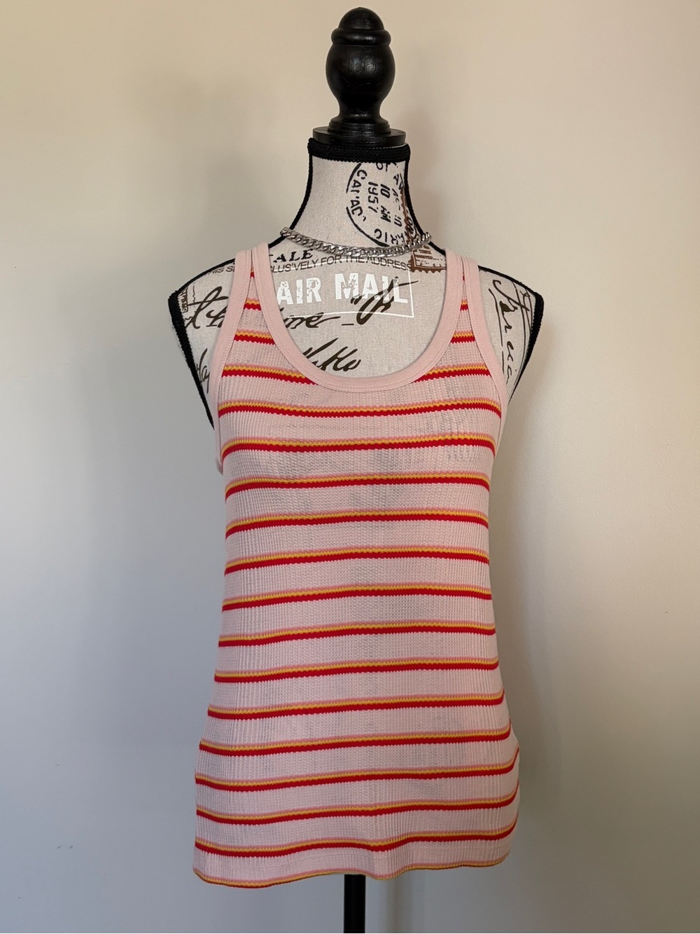 Aerie pink stripe waffle knit summer tank top